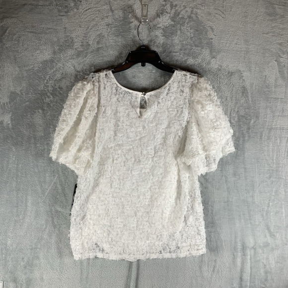 Karl Lagerfeld Women's‎ Top Paris Textured Sheer Overlay with Tank XL White - Picture 2 of 9